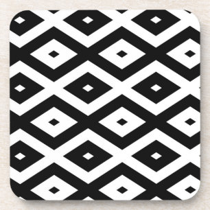 Black and white diamond pattern coaster