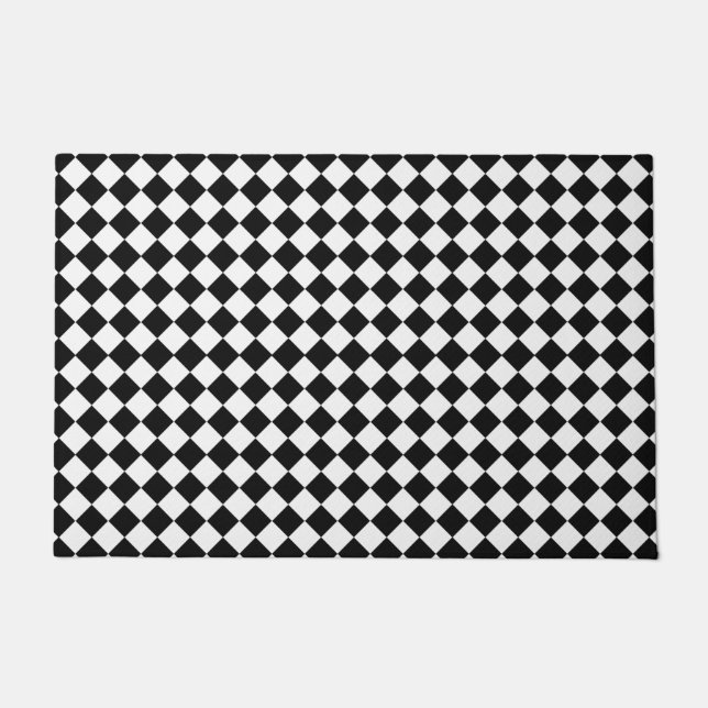 Black And White Diamond Pattern Doormat (Front)