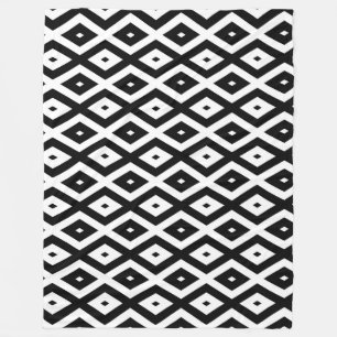 Black and white diamond pattern fleece blanket