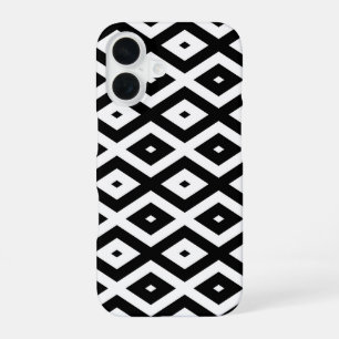 Black and white diamond pattern iPhone 16 case