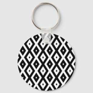 Black and white diamond pattern key ring