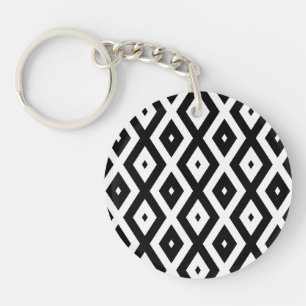Black and white diamond pattern key ring