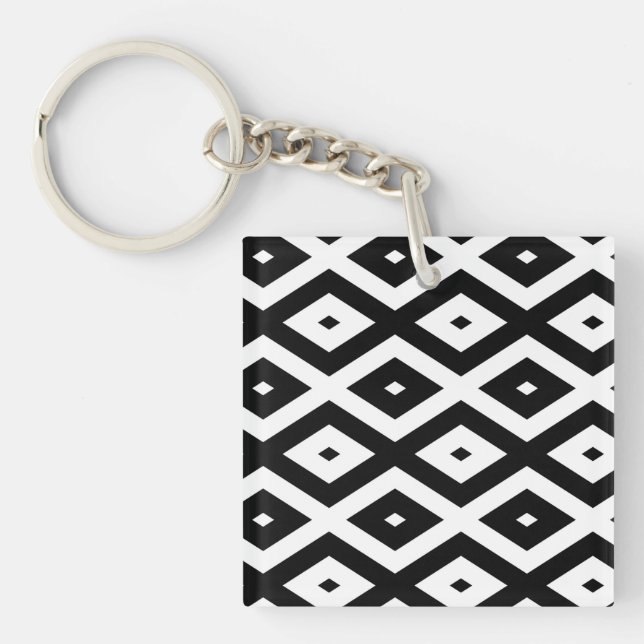Black and white diamond pattern key ring (Front)