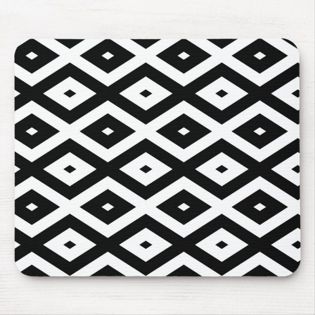 Black and white diamond pattern mouse mat (Front)