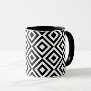 Black and white diamond pattern mug