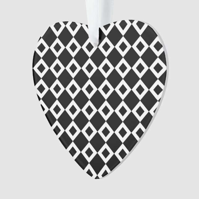 Black and White Diamond Pattern Ornament (Front)