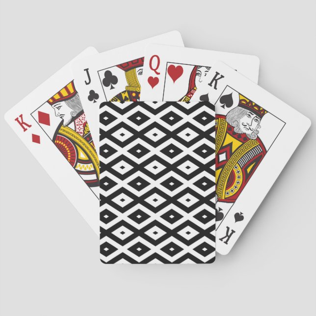 Black and white diamond pattern playing cards (Back)