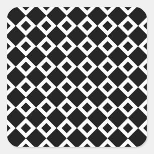 Black and White Diamond Pattern Square Sticker