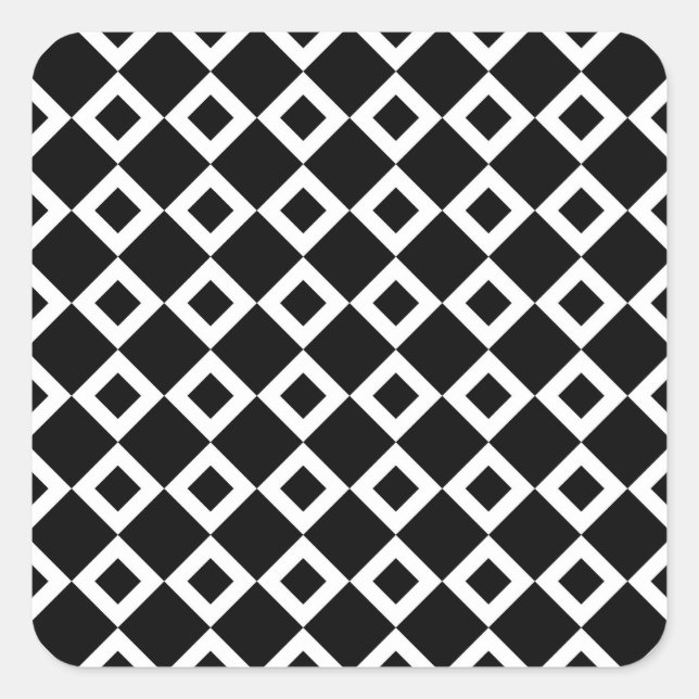 Black and White Diamond Pattern Square Sticker (Front)