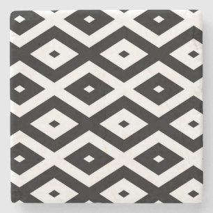 Black and white diamond pattern stone coaster