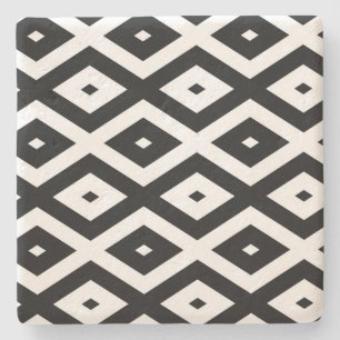 Black and white diamond pattern stone coaster