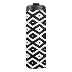 Black and white diamond pattern thermal tumbler