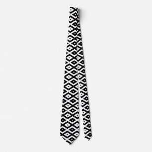 Black and white diamond pattern tie