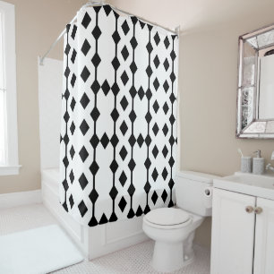 Black and White Diamond Patterned Shower Curtain