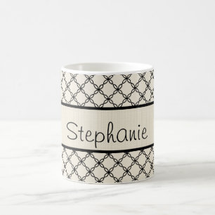 Black and White Diamond Personalised Coffee Mug