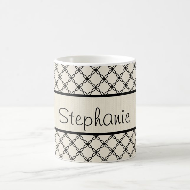 Black and White Diamond Personalised Coffee Mug (Center)