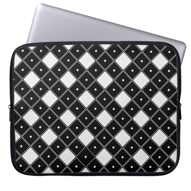 Black and White Diamond Shape Laptop Sleeve (Front)