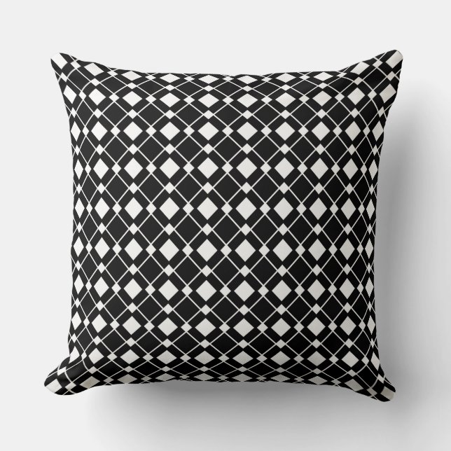 Black and White Diamonds - Lozenge Pattern Cushion (Front)