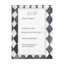 Black and White Diamonds RSVP Postcard