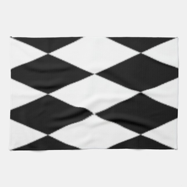 BLACK AND WHITE DIAMONDS TEA TOWEL (Horizontal)
