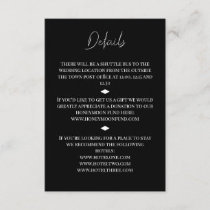 Black and White Diamonds Wedding Enclosure Card