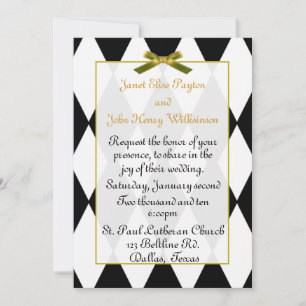 Black and White Diamonds Wedding Invitation