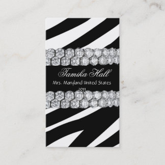 Black and White DiamondZebra Pageant Business Card