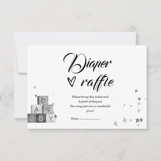 Black and White Diaper Raffle Invitation (Front)