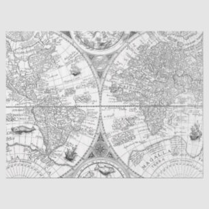 Black and White Digital Map Series Design 11 Tissue Paper