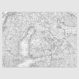 Black and White Digital Map Series Design 12 Tissue Paper