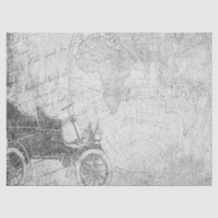 Black and White Digital Map Series Design 1 Tissue Paper