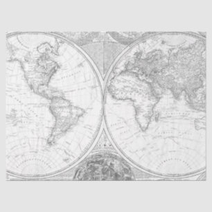 Black and White Digital Map Series Design 2 Tissue Paper