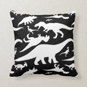 Black and White Dinosaur Pattern Cushion