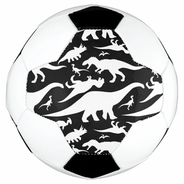 Black and White Dinosaur Pattern Football (Front)