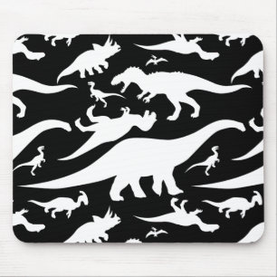 Black and White Dinosaur Pattern Mouse Mat
