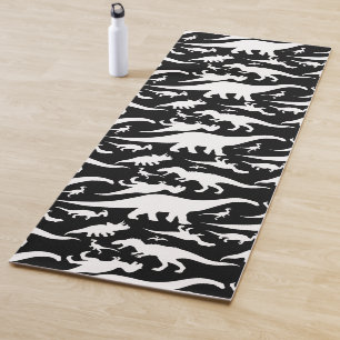 Black and White Dinosaur Pattern Yoga Mat