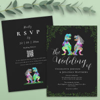 Black and White Dinosaur Wedding QR Code