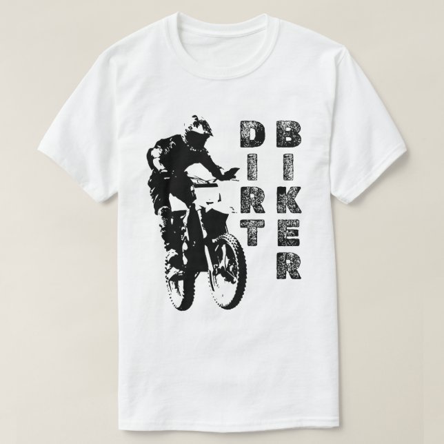 Black and White Dirt Biker T-Shirt (Design Front)