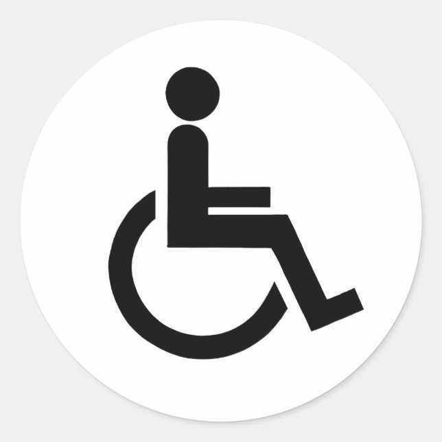 Black and White disabled handicap symbol          Classic Round Sticker (Front)