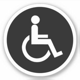 Black and White disabled handicap symbol Round