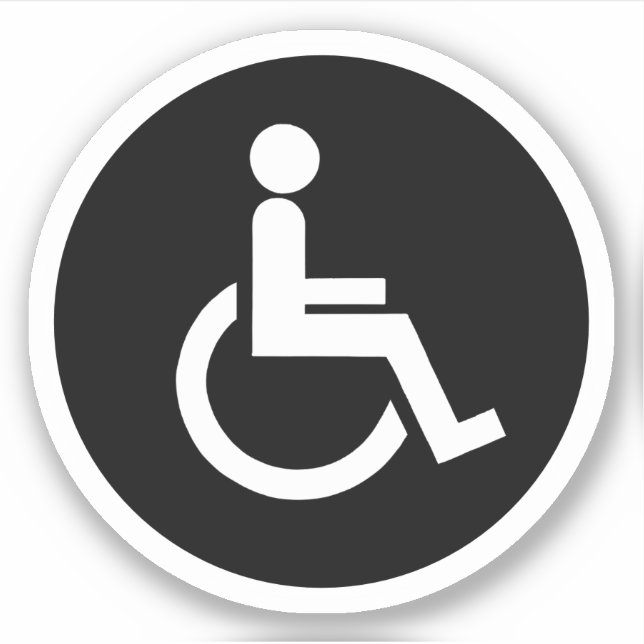 Black and White disabled handicap symbol Round (Front)