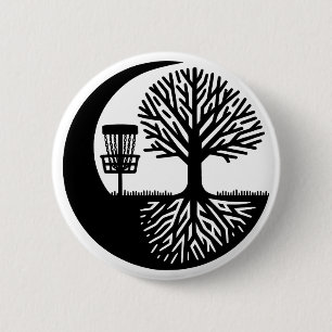 Black and White Disc Golf Silhouette 6 Cm Round Badge