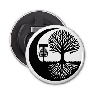 Black and White Disc Golf Silhouette  Bottle Opener