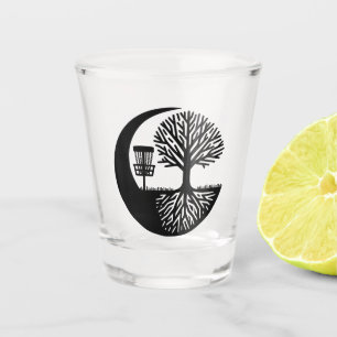 Black and White Disc Golf Silhouette Shot Glass