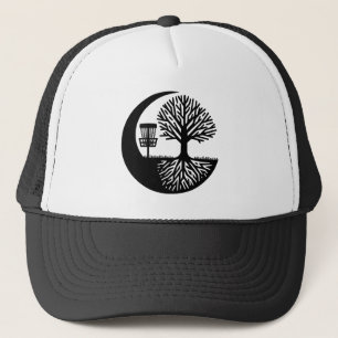 Black and White Disc Golf Silhouette Trucker Hat