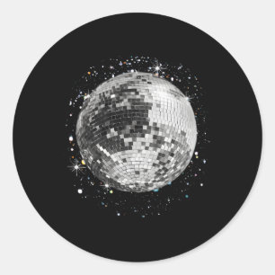 Black And White Disco Ball Club Classic Round Sticker