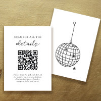 Black and White Disco Ball Wedding Details QR Code