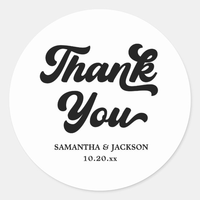 Black and White Disco Wedding Favour Classic Round Sticker (Front)