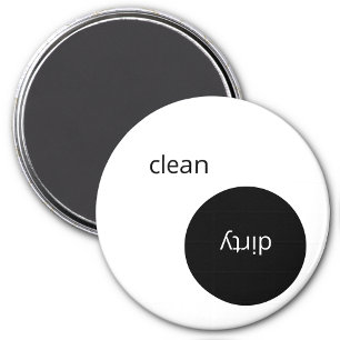 Black and White Dishwasher Clean Dirty  Magnet