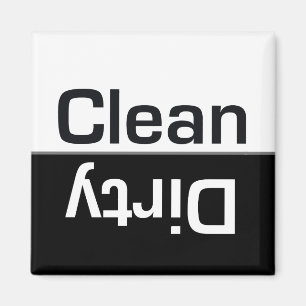 Black and White Dishwasher Clean-Dirty Magnet